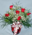01A Anniversary 6 Red Roses Arranged