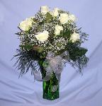 01V Anniversary 12 White Roses Arranged